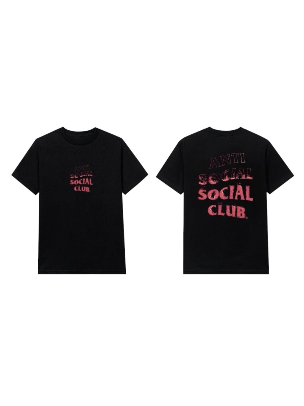 Anti Social Social Club Black Short Sleeve Tee with Red Logo Graphics